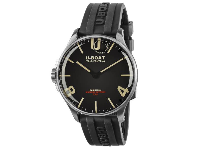 QUARTZ MEN'S WATCH STEEL/RUBBER DARKMOON U-BOAT 8463-B